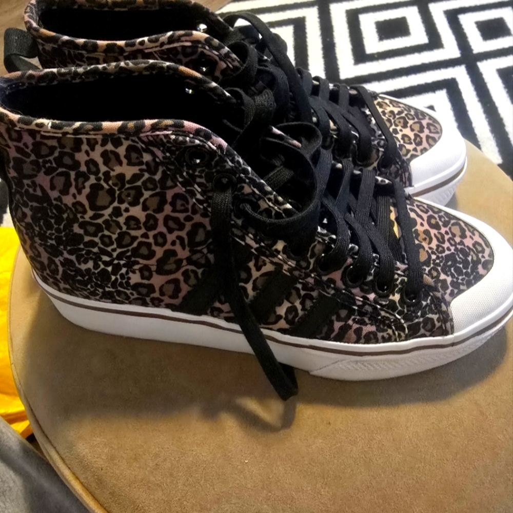 Adidas Cheetah Print High-Top Sneakers